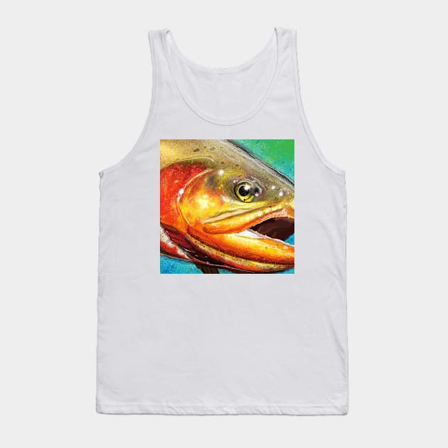 Golden Trout Head Painting Tank Top by fishweardesigns